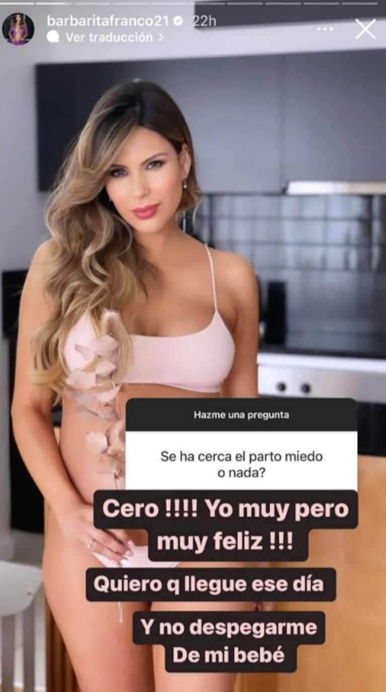 Barby Franco reveló si siente miedo a medida que se acerca su primer parto