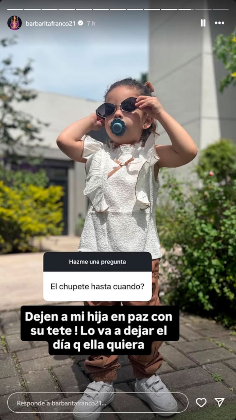 Barby Franco se plantó y defendió a su hija de una crítica muy puntual (Foto: Instagram)