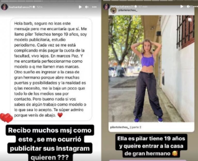 Barby Franco tuvo un dulce gesto con una chica que no puede pagarse la facultad: "Recibo muchos mensajes así"