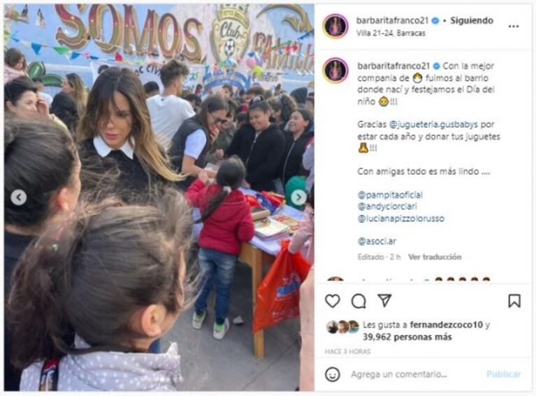 Barby Franco visitó el barrio donde se crió en compañía de Pampita: "Con amigas todo es más lindo"