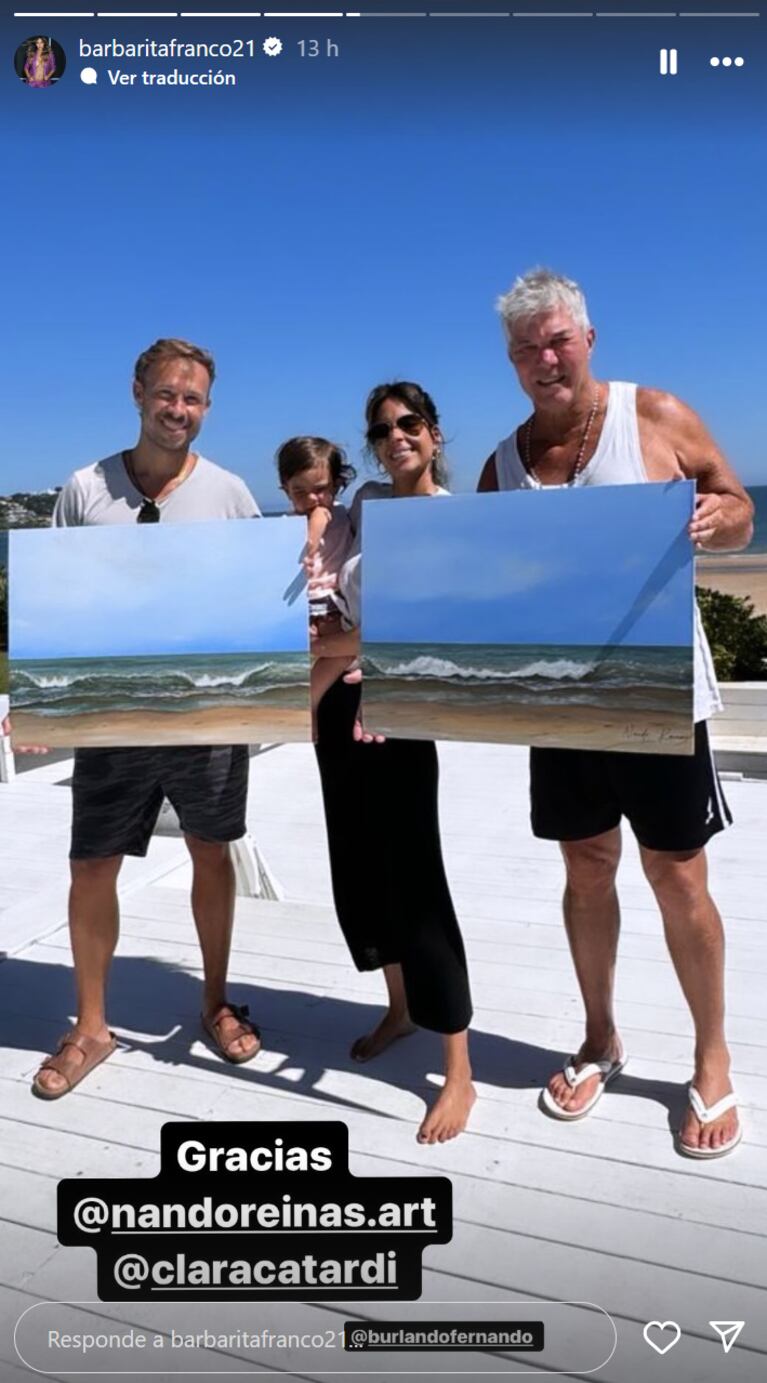 Barby Franco y Fernando Burlando, conmovidos por el regalo de un artista a Sarah