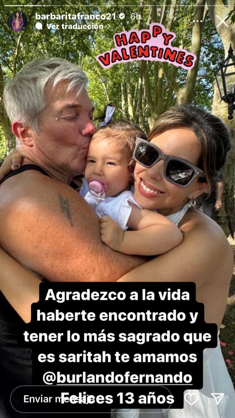 Barby Franco y Fernando Burlando en el Día de los Enamorados.