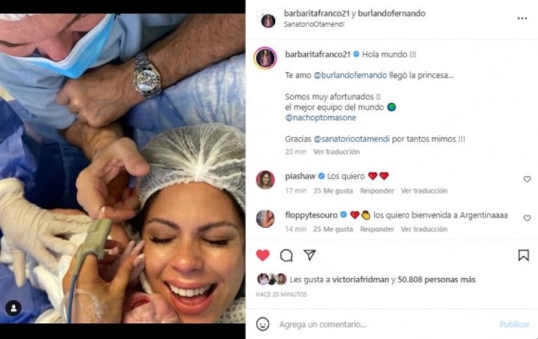 Barby Franco y Fernando Burlando se convirtieron en padres: "Llegó la princesa"