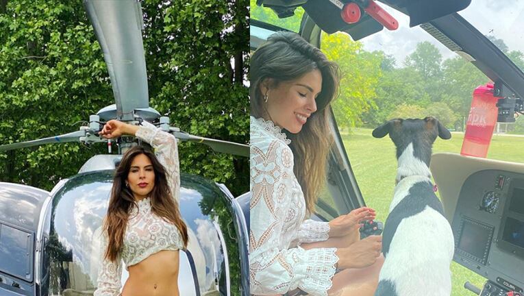 Barby posó junto a su impactante helicóptero.
