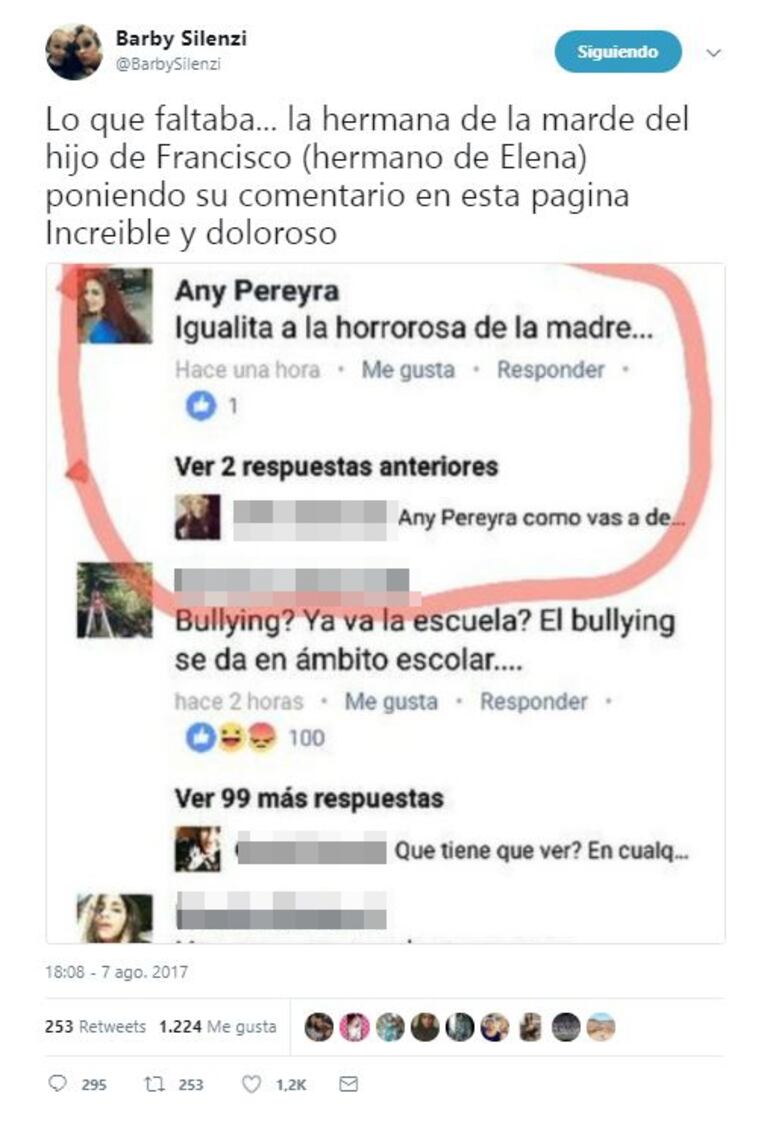 Barby Silenzi se quebró por las repudiables burlas a su hija: "La que más me dolió fue de la hermana de Gisela Bernal, porque es de la familia de Elena, y puso ‘esa nena es horrorosa como la madre’"