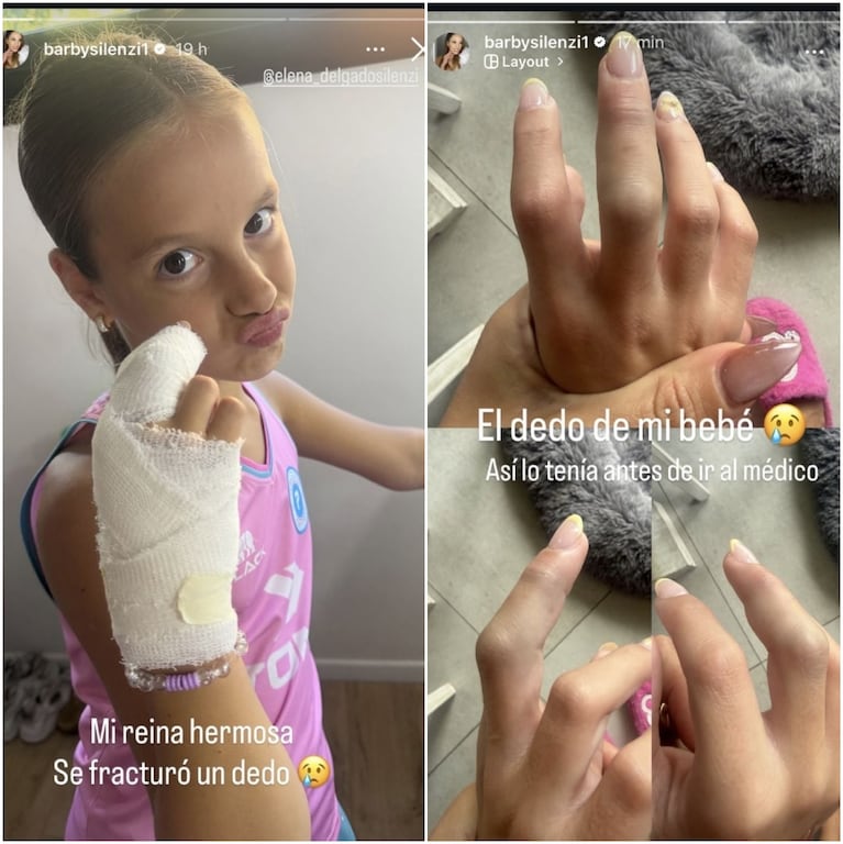 Barby Silenzi: su hija Elena se fracturó un dedo jugando hockey. Crédito: Instagram