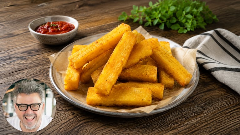 Bastones de polenta, por Donato de Santis. Foto: montaje