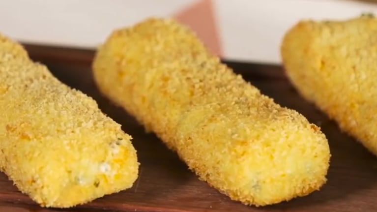 bastones, muzzarella, espinaca