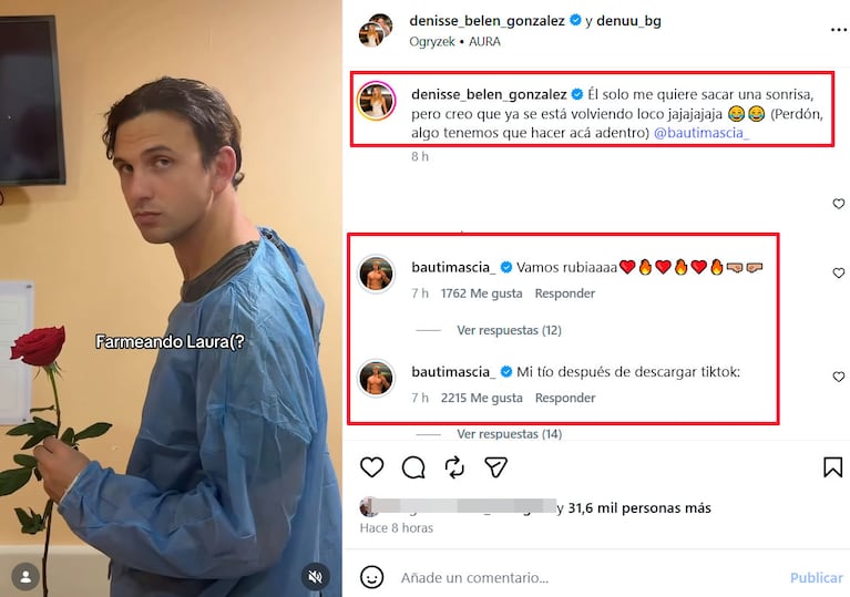 Bautista Mascia, el gran sostén de Denisse González en su nueva internación (Fotos de Instagram)