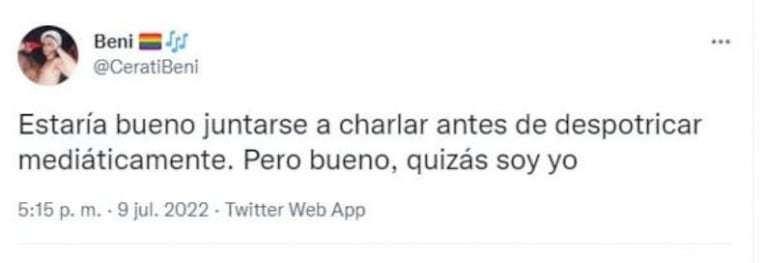 Benito Cerati, letal contra Chloé Bello tras las acusaciones a su familia: "No es forma de hacer catarsis"