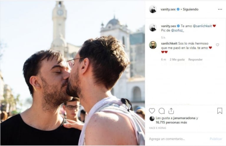 Benito Cerati presentó a su novio con una foto a los besos: "Te amo"