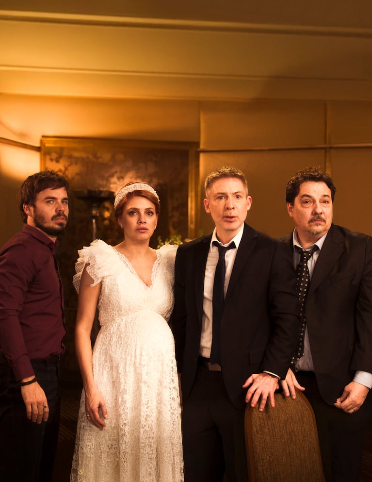 Benjamín Rojas, Natalie Pérez, Adrián Suar y Fernán Mirás. (Foto: Prensa Mazel Tov)