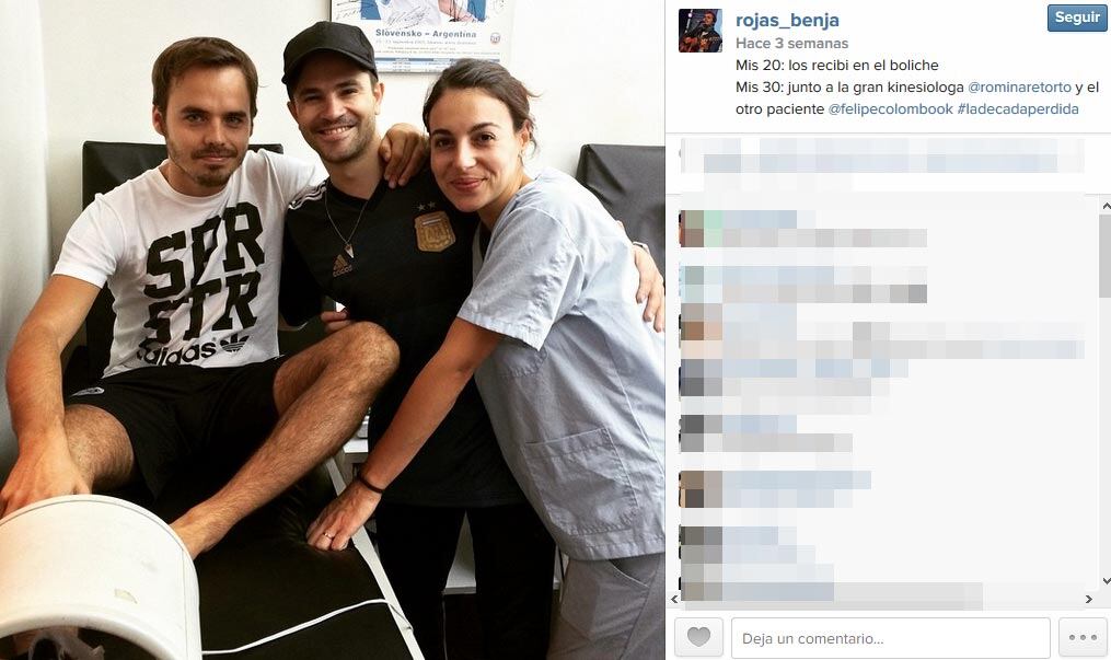 Benjamín Rojas y Felipe Colombo en kinesio. (Foto: Instagram)