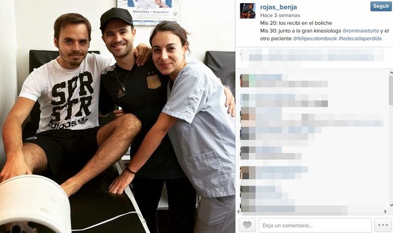 Benjamín Rojas y Felipe Colombo en kinesio. (Foto: Instagram)
