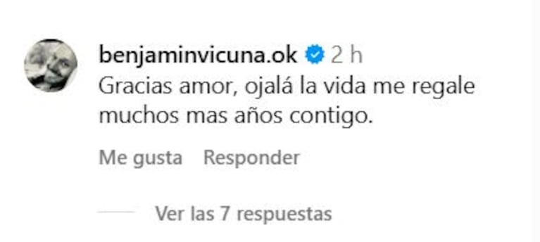 Benjamín Vicuña, agradecido con Anita Espasandín por el mensaje que le dejó por su cumpleaños (Foto: Instagram/@anita.espasandin). 