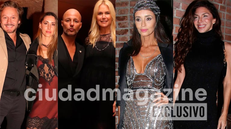 Benjamín Vicuña, Anita Espasandín, Valeria Mazza, Paz Cornú y Romina Gaetani en el cumpleaños de Gaby Álvarez (Fotos: RS Fotos y Movilpress).