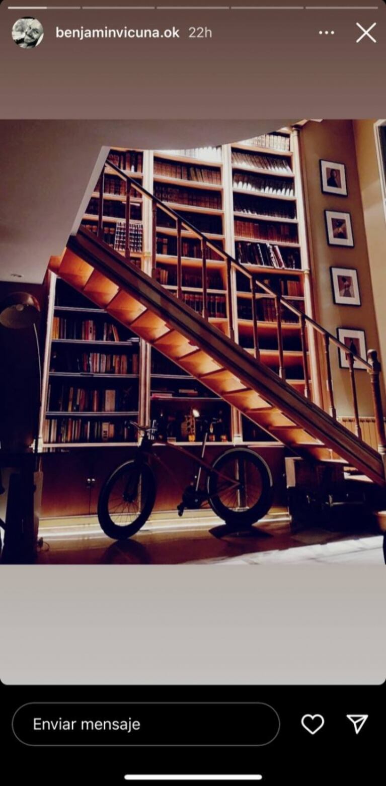 Benjamín Vicuña compartió en redes el living y la espectacular biblioteca de su nueva casa