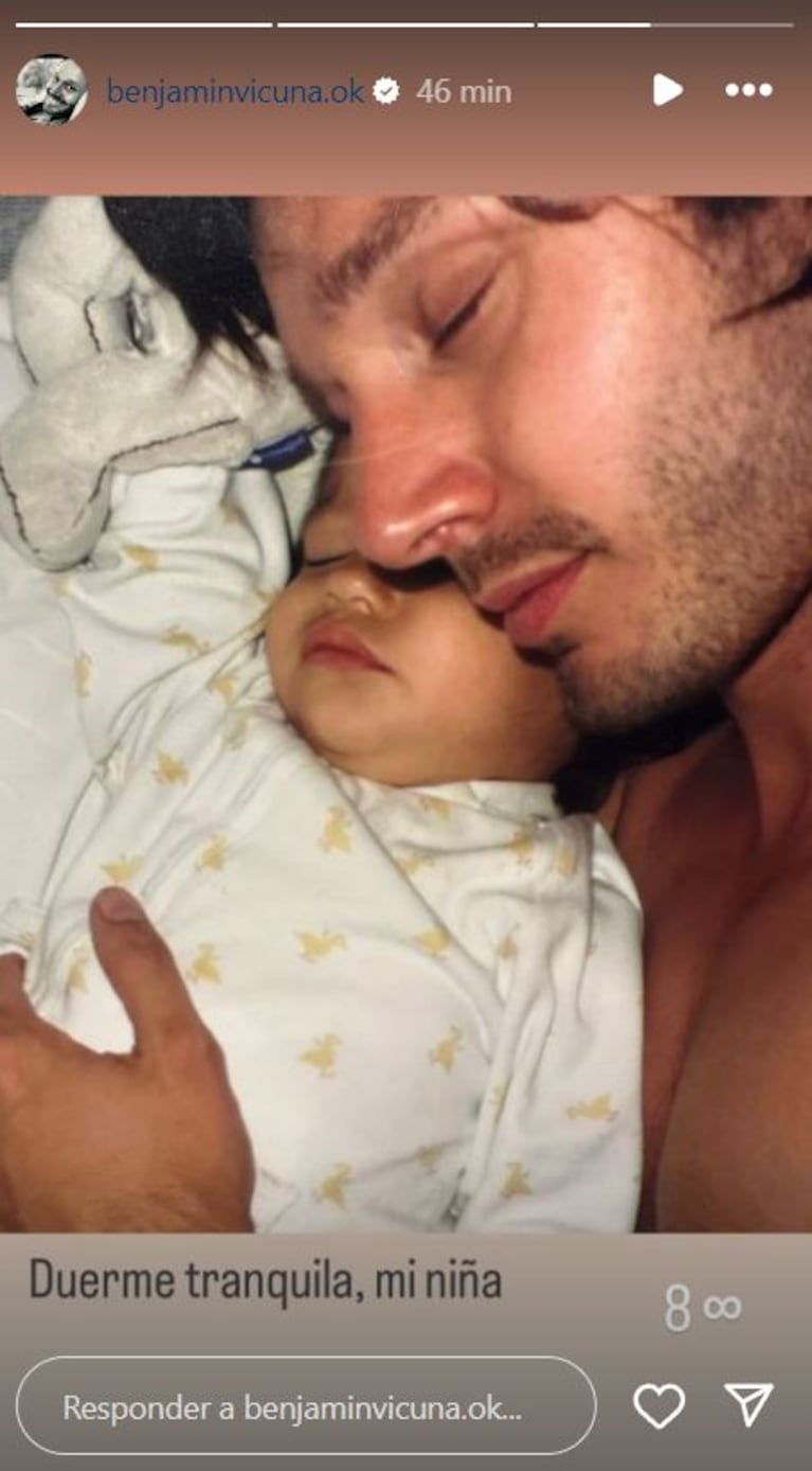 Benjamín Vicuña compartió una conmovedora foto inédita con su hija Blanca: “Duerme tranquila, mi niña”
