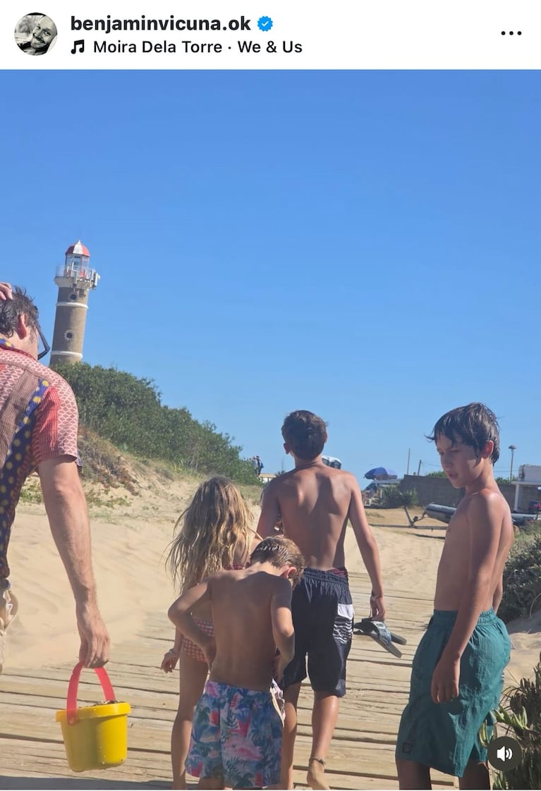 Benjamín Vicuña con sus hijos en Año Nuevo (Foto: Instagram/@benjamínvicuñaok).