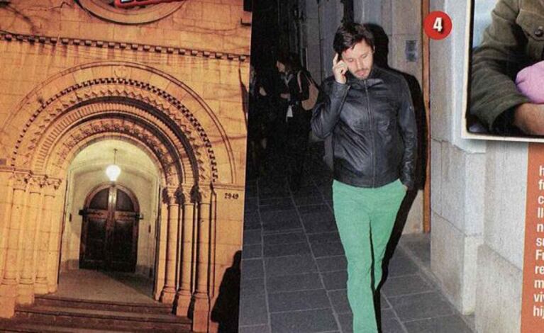 Benjamín Vicuña, la iglesia, Pancho Dotto y el cura. (Fotos: revista Paparazzi)