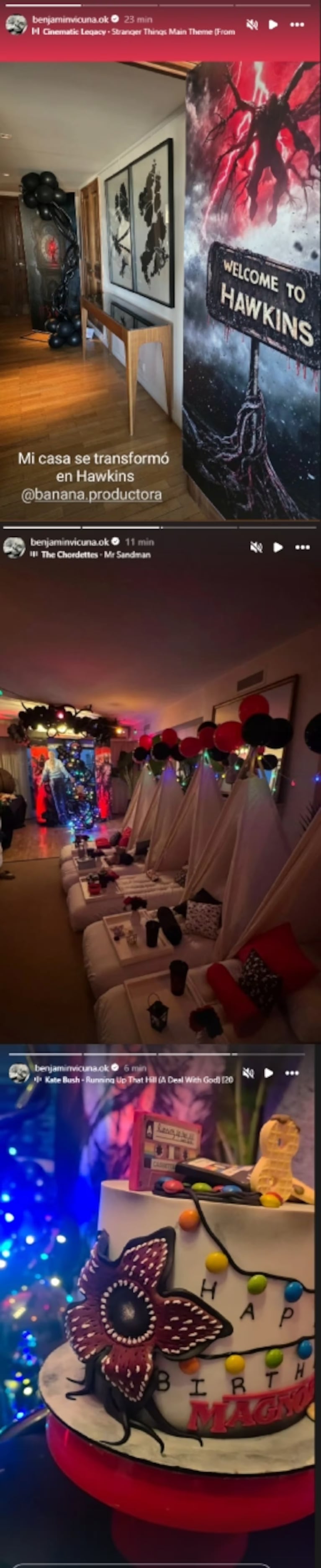 Benjamín Vicuña le armó una fiesta de Stranger Things a Magnolia: las fotos del cumpleaños. Crédito: Instagram