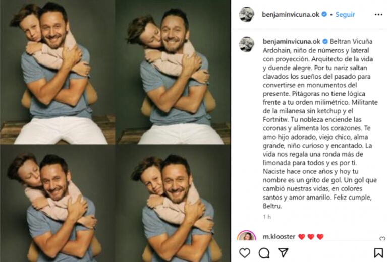 Benjamín Vicuña le dedicó a su hijo Beltrán un conmovedor posteo por su cumple