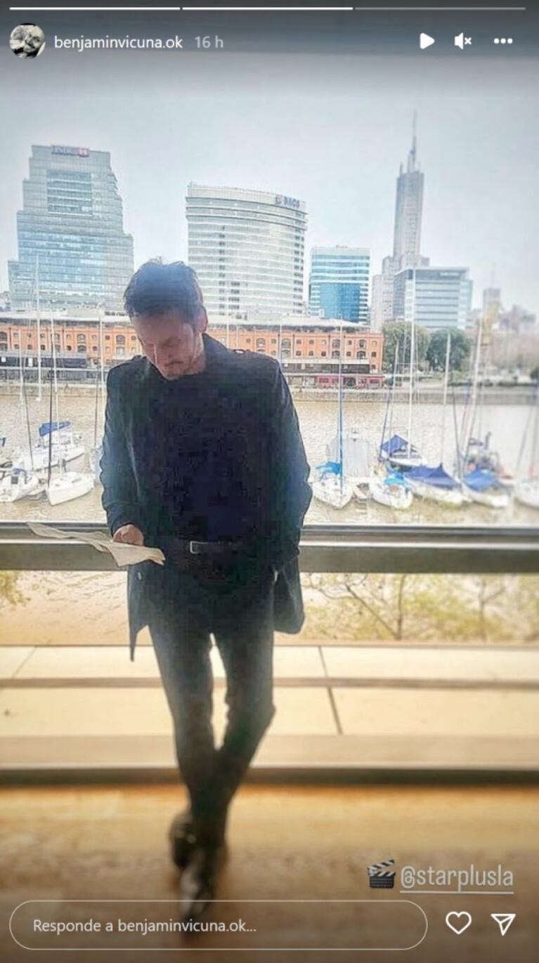 Benjamín Vicuña mostró cómo es su "oficina" durante los rodajes