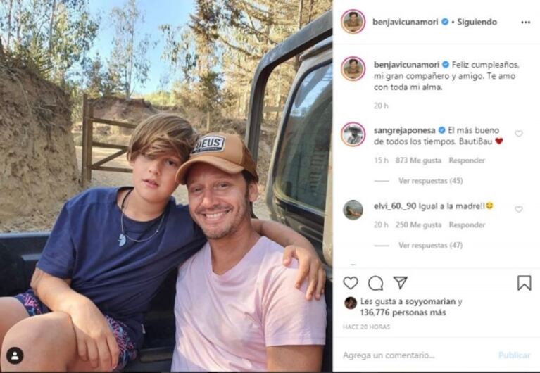 Benjamín Vicuña mostró el festejo de cumpleaños de su hijo Bautista: el tierno comentario de China Suárez