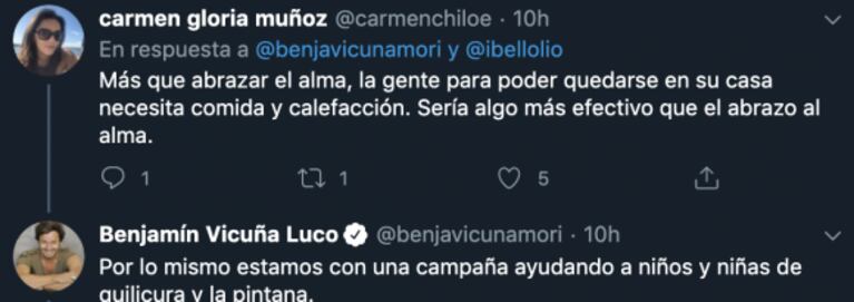 Benjamín Vicuña reflexionó sobre la pandemia y se cruzó con sus seguidores: "La gente necesita visibilizar sus problemas"