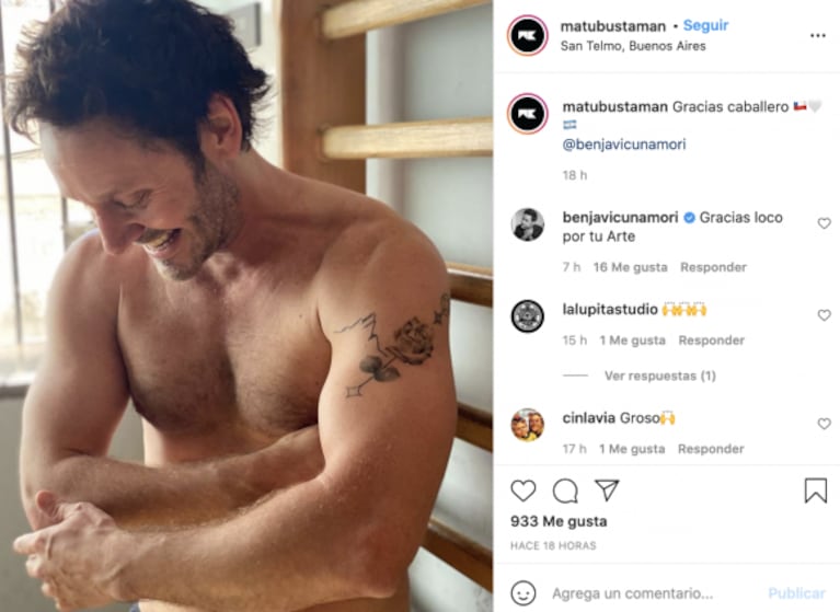 Benjamín Vicuña se hizo un conmovedor tatuaje en homenaje a su hija Blanca: "Gracias por tu arte"