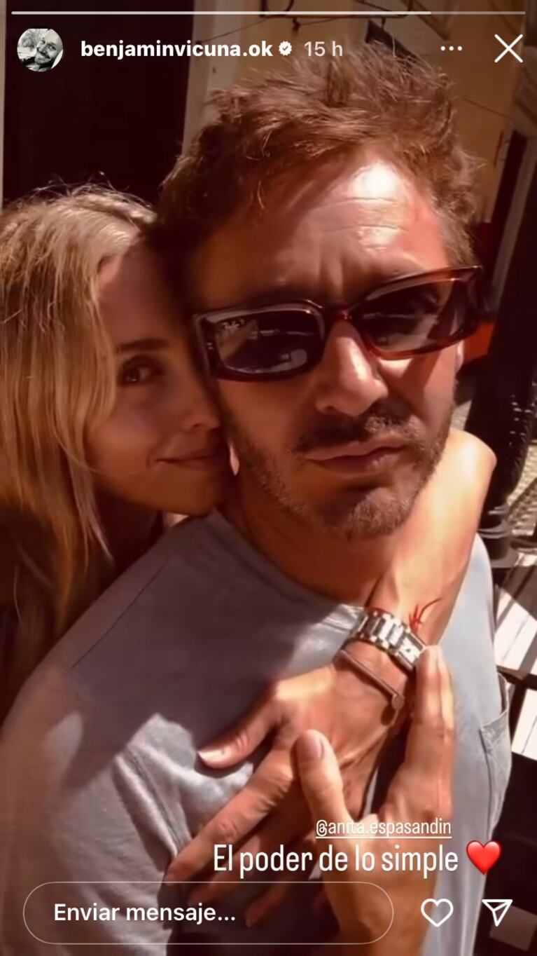 Benjamín Vicuña y Anita Espasandín celebraron el Día de los Enamorados (Foto: caputras de Instagram del actor).