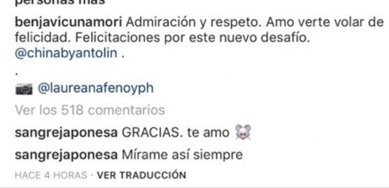 Benjamín Vicuña y un mensaje súper romántico a la China Suárez: "Admiración y respeto"