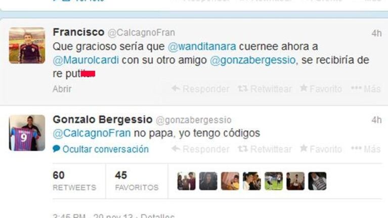 Bergessio sentó posición. Icardi, teléfono... (Captura: Twitter)