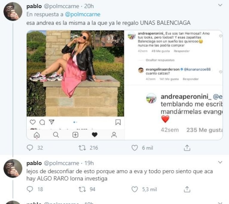 Bochornosa acusación de un tuitero contra Evangelina Anderson que se hizo viral: ¿usó una cuenta falsa para fingir que ayudaba en plena pandemia?