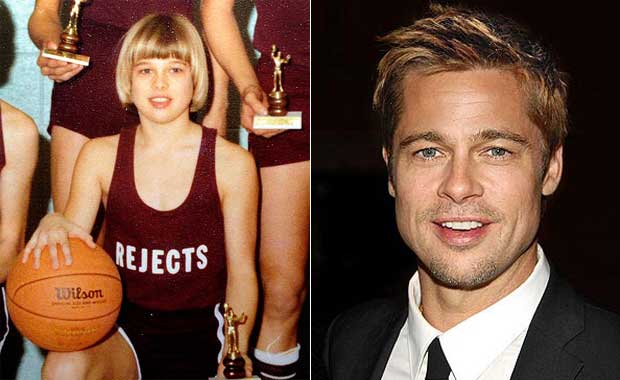 Brad Pitt, a los 14 y de grande. (Fotos: Coleman-Rayner y Web)