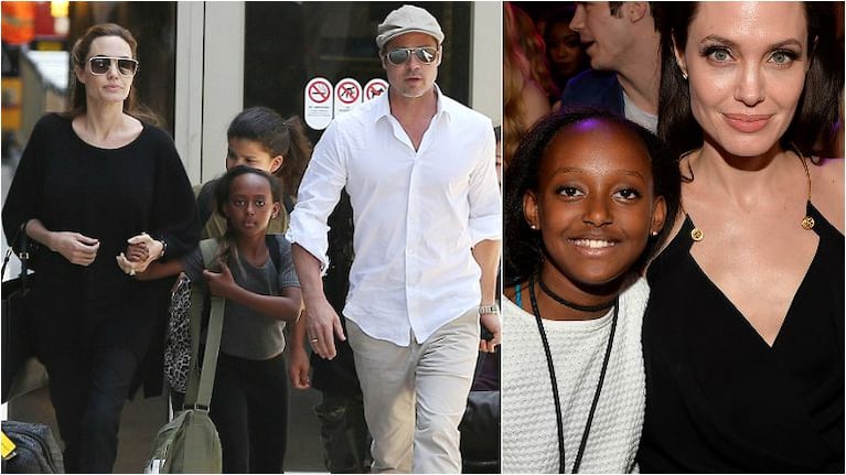 Brad Pitt y Angelina Jolie junto a su hija Zahara. Foto: Web