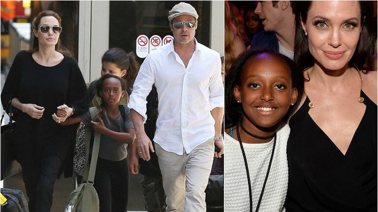 Brad Pitt y Angelina Jolie junto a su hija Zahara. Foto: Web