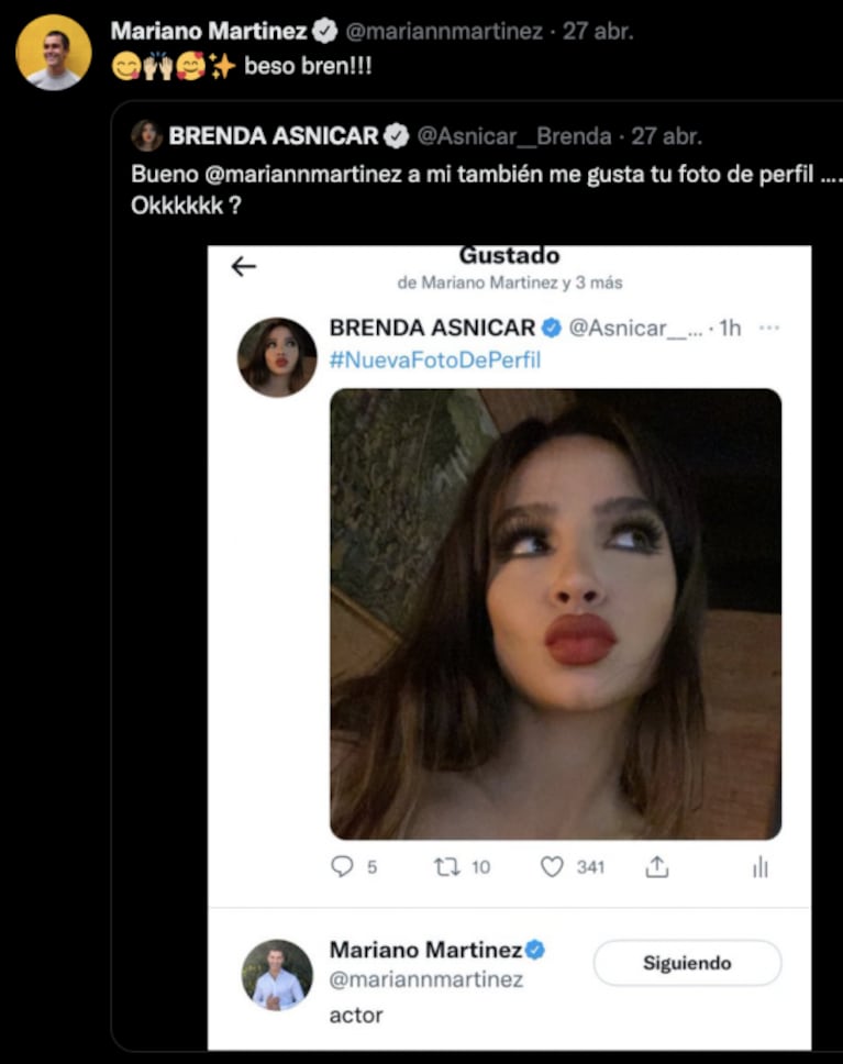 Brenda Asnicar habló del llamativo ida y vuelta en redes con Mariano Martínez 