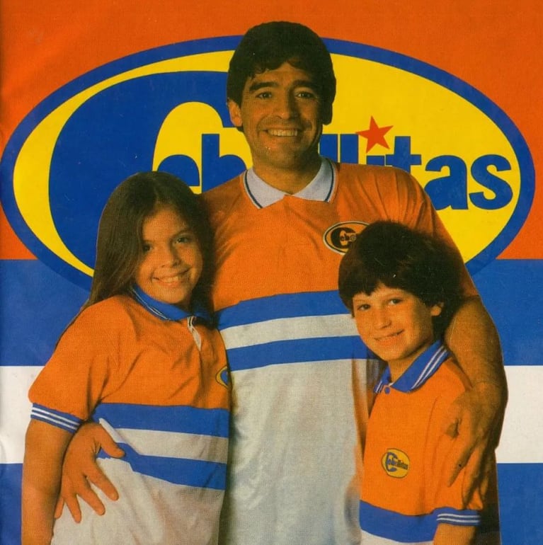 Brian “Gamuza” Caruso junto a Diego Maradona y su hija Dalma. Foto: Instagram @bra_caruso