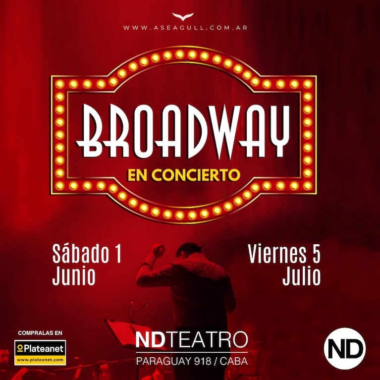 Broadway en concierto por A Seagull and the Port Band: únicas dos funciones