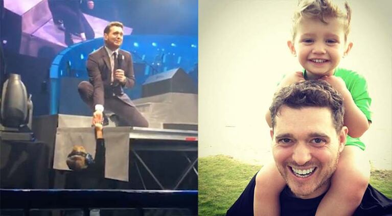 Bublé se acercó al costado del escenario para darle la mano a Noah.