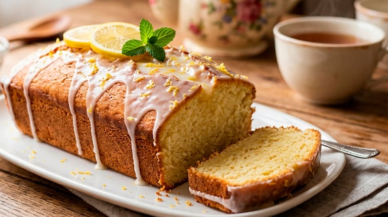 Budín de limón esponjoso con pocos ingredientes (foto creada con IA)