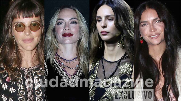 Calu Rivero, Emilia Attias, Juana Tinelli y Zaira Nara en el desfile del Bafweek (Fotos: Movilpress).