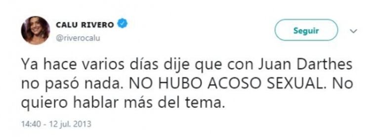 Calu Rivero reveló cuál fue el rol de Ricardo Darín en su pleito con Darthés: "Lo cuento porque ya me cansé"