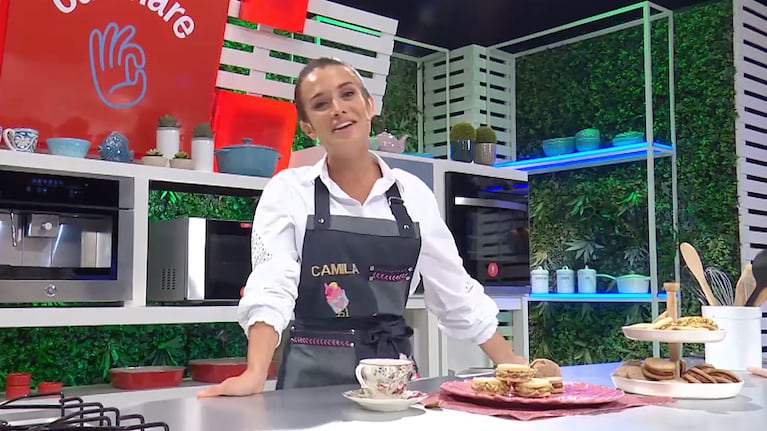 Cami Homs y su receta gourmet de alfajores de pistacho. Foto. Cucinare TV
