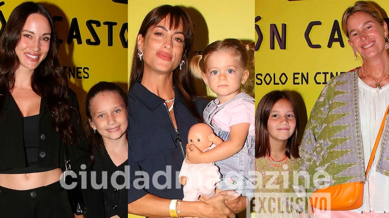Camila Cavallo, Agustina Casanova y Dolores Barreiro con sus hijos en el estreno de Hoppers: operación castor (Fotos: Movilpress).