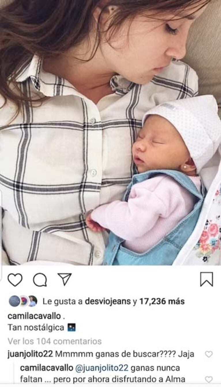 Camila Cavallo compartió una tierna foto retro junto a Alma y respondió: ¿tiene ganas de buscar el hermanito?