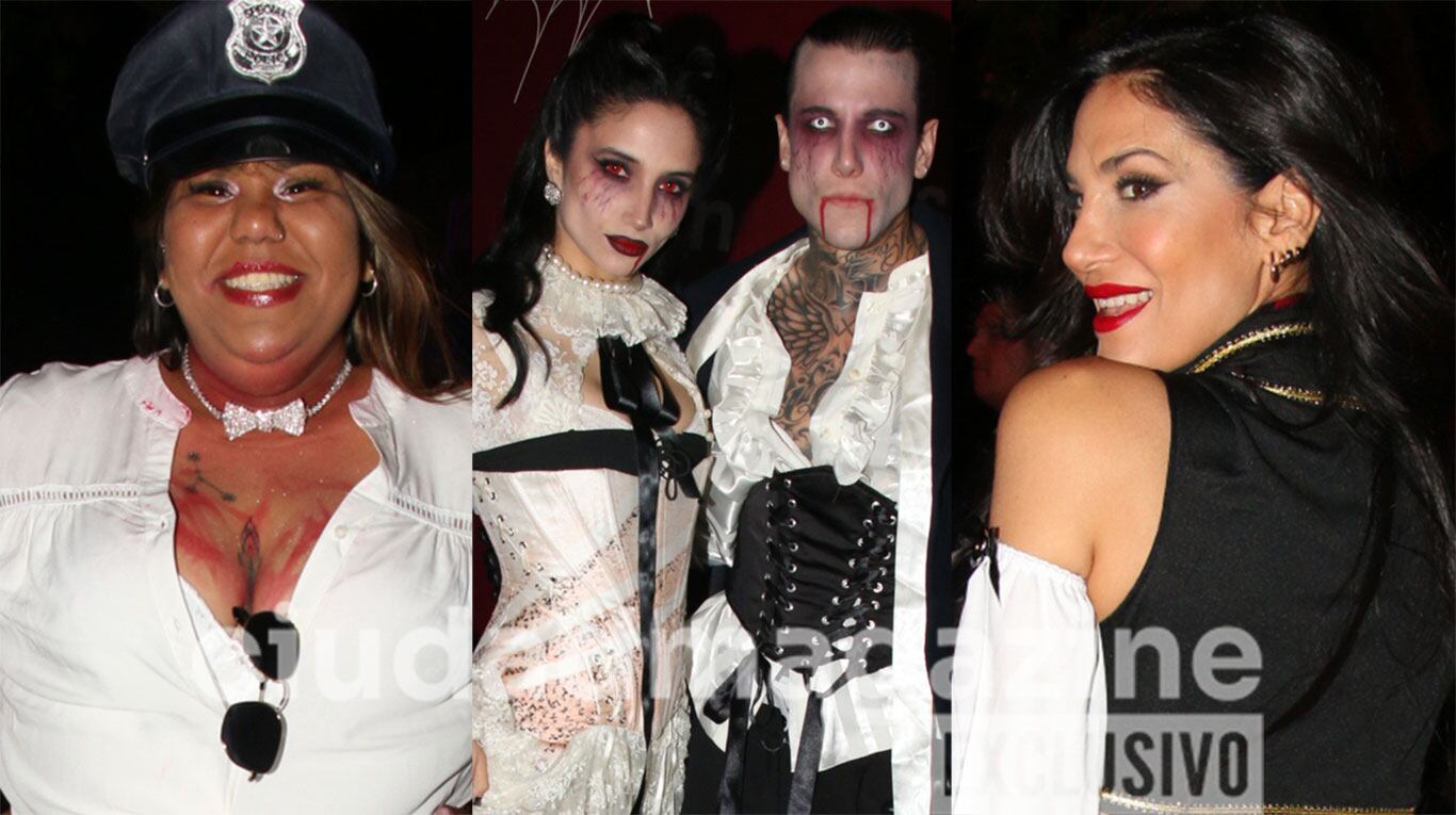 Camila Deniz, Melody Luz y Alex Caniggia, Silvina Escudero en la noche de Halloween (Fotos: Movilpress).