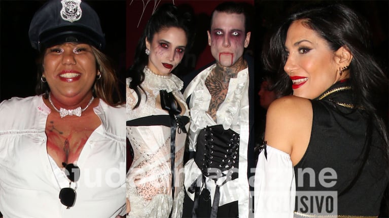 Camila Deniz, Melody Luz y Alex Caniggia, Silvina Escudero en la noche de Halloween (Fotos: Movilpress).