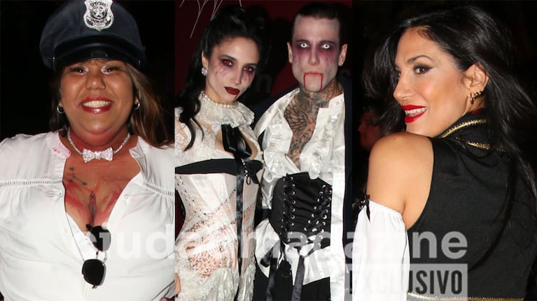 Camila Deniz, Melody Luz y Alex Caniggia, Silvina Escudero en la noche de Halloween (Fotos: Movilpress).